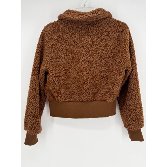 BTFBM Women's Button Down Sherpa Shacket Jacket LSV Faux Fur Teddy Bear S Brown - Picture 5 of 8